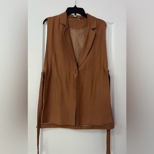 Oversized Collared Vest with Side Slits